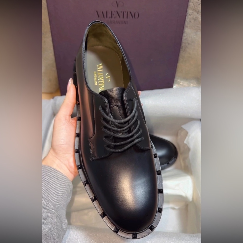 Valentino Garavani Black leather studded loafers